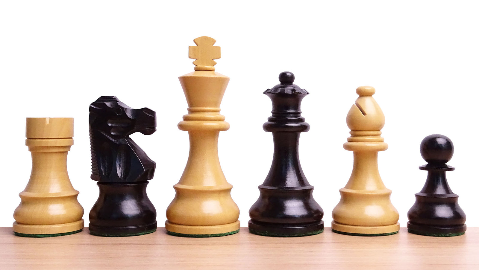 The Repro of French Lardy Wooden Chess Pieces in Ebonized Boxwood 3 ¾ Inch King - 1240 GMS Weight