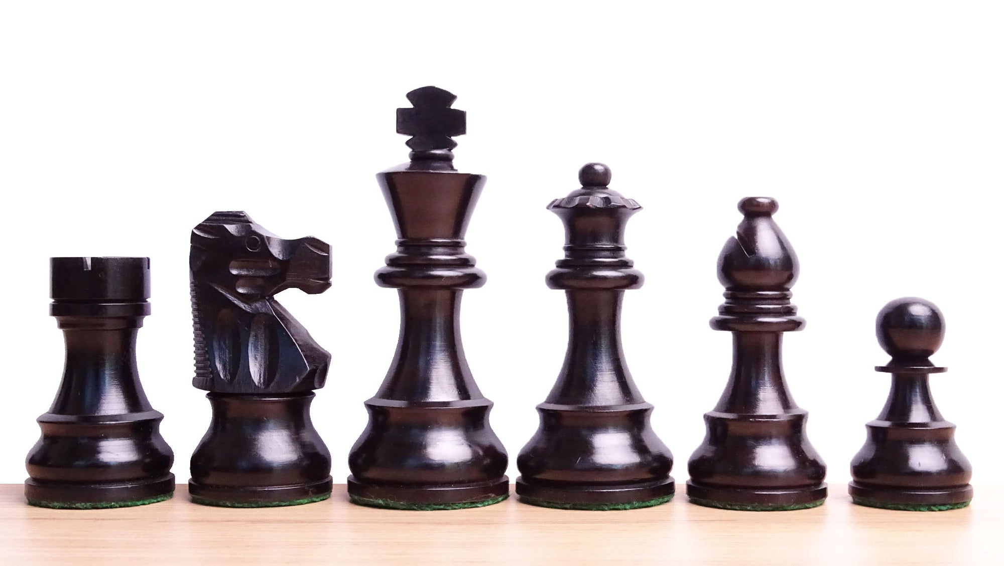The Repro of French Lardy Wooden Chess Pieces in Ebonized Boxwood 3 ¾ Inch King - 1240 GMS Weight