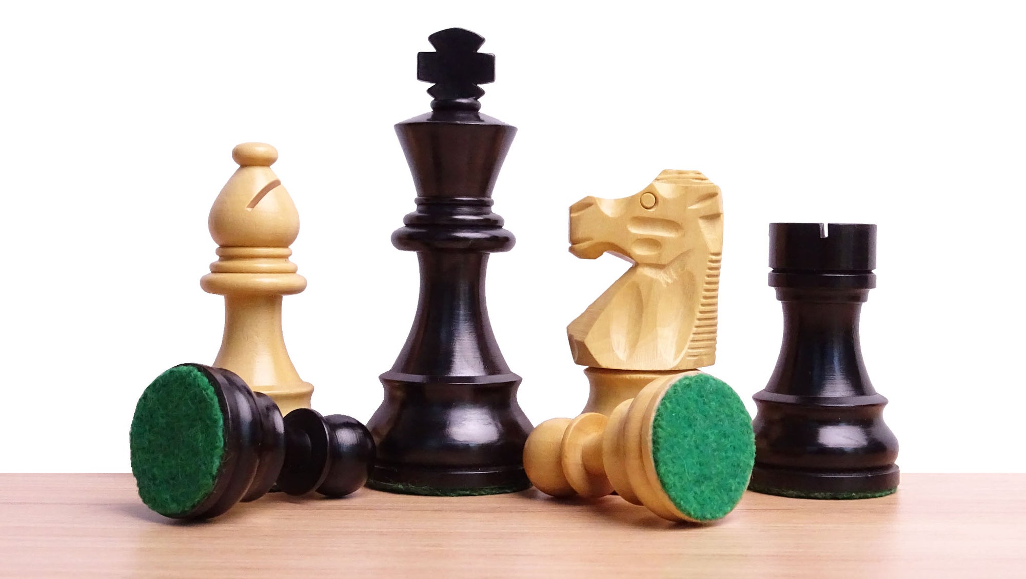 The Repro of French Lardy Wooden Chess Pieces in Ebonized Boxwood 3 ¾ Inch King - 1240 GMS Weight