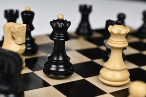 Traditional Russian Zagreb Weighted Chess Pieces Ebonized Boxwood 3.1"- King