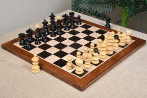 Reproduced Antique Series Austrian Coffee House Old Vienna Chess Pieces in Ebonized Box Wood - 4.2" King