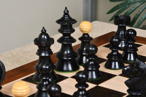 Reproduced Antique Series Austrian Coffee House Old Vienna Chess Pieces in Ebonized Box Wood - 4.2" King