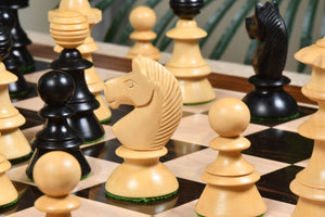 Reproduced Antique Series Austrian Coffee House Old Vienna Chess Pieces in Ebonized Box Wood - 4.2" King