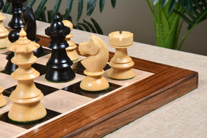 Reproduced Antique Series Austrian Coffee House Old Vienna Chess Pieces in Ebonized Box Wood - 4.2" King