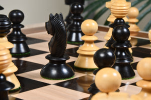 Reproduced Antique Series Austrian Coffee House Old Vienna Chess Pieces in Ebonized Box Wood - 4.2" King