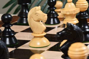 Reproduced Antique Series Austrian Coffee House Old Vienna Chess Pieces in Ebonized Box Wood - 4.2" King