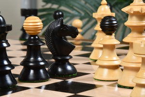 Reproduced Antique Series Austrian Coffee House Old Vienna Chess Pieces in Ebonized Box Wood - 4.2" King