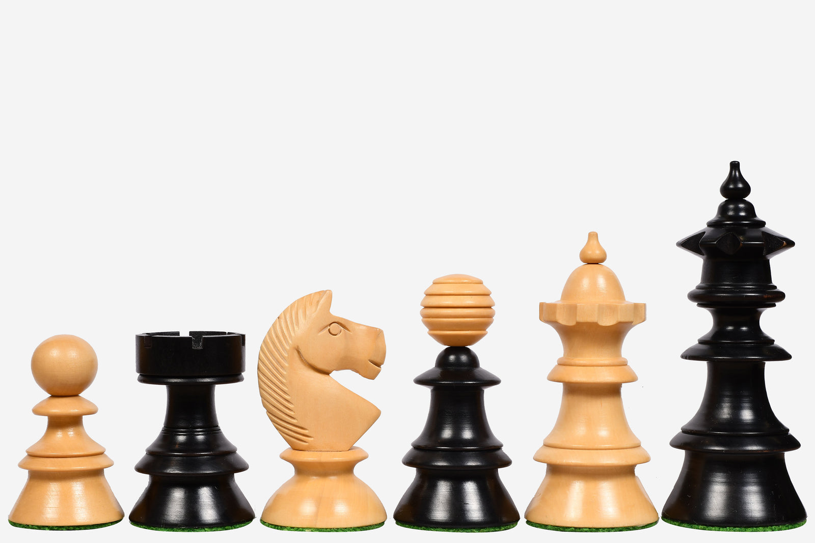 Reproduced Antique Series Austrian Coffee House Old Vienna Chess Pieces in Ebonized Box Wood - 4.2" King