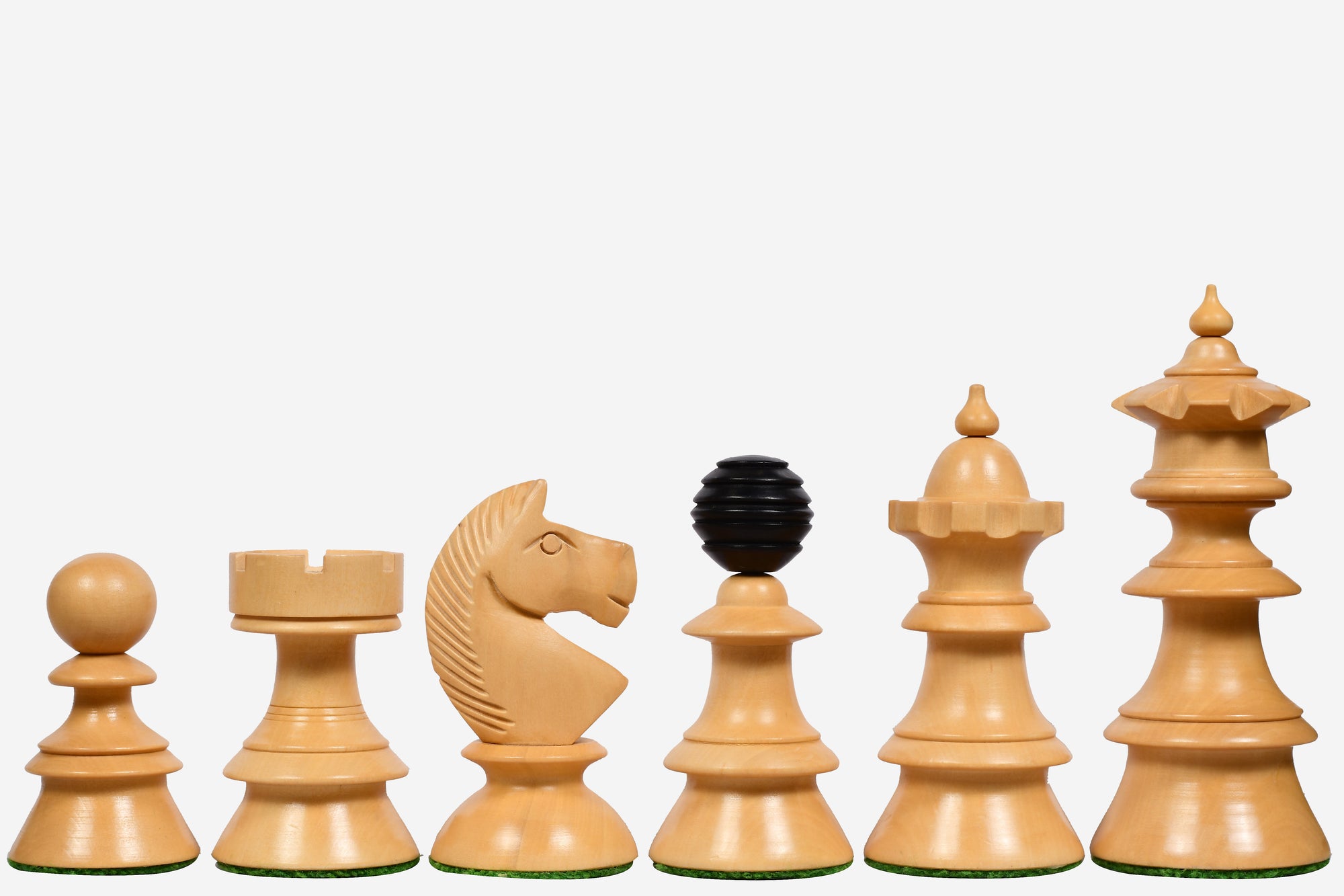 Reproduced Antique Series Austrian Coffee House Old Vienna Chess Pieces in Dyed Box Wood - 4.2" King
