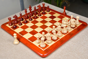 Alban Series Wooden Chess Pieces in Bud Rosewood & Box Wood - 4.0" King