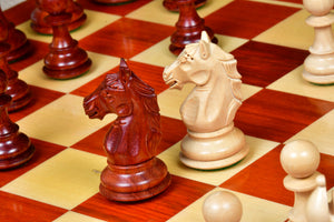 Alban Series Wooden Chess Pieces in Bud Rosewood & Box Wood - 4.0" King