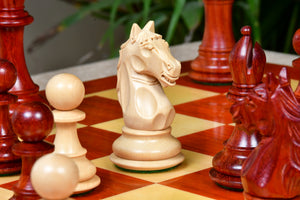 Alban Series Wooden Chess Pieces in Bud Rosewood & Box Wood - 4.0" King