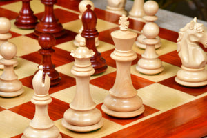 Alban Series Wooden Chess Pieces in Bud Rosewood & Box Wood - 4.0" King