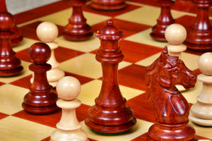 Alban Series Wooden Chess Pieces in Bud Rosewood & Box Wood - 4.0" King