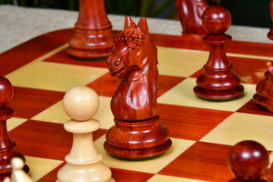 Alban Series Wooden Chess Pieces in Bud Rosewood & Box Wood - 4.0" King