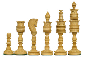 Lotus Series Black Pipe Shaped Chess Pieces in Ebony & Box Wood - 6.14" King