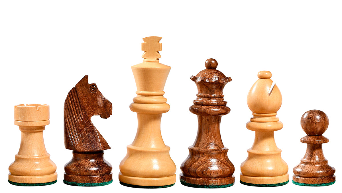 Tournament Series Staunton Chess Pieces with German Knight in Sheesham & Box Wood - 3" King