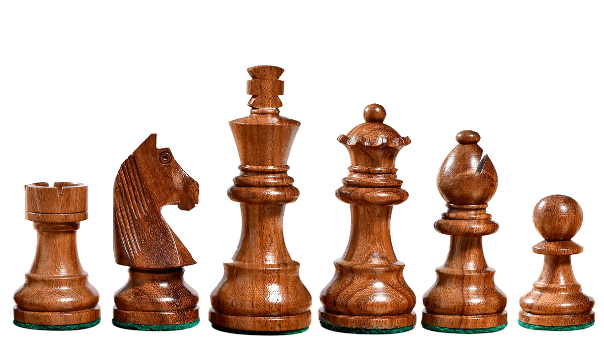 Tournament Series Staunton Chess Pieces with German Knight in Sheesham & Box Wood - 3" King