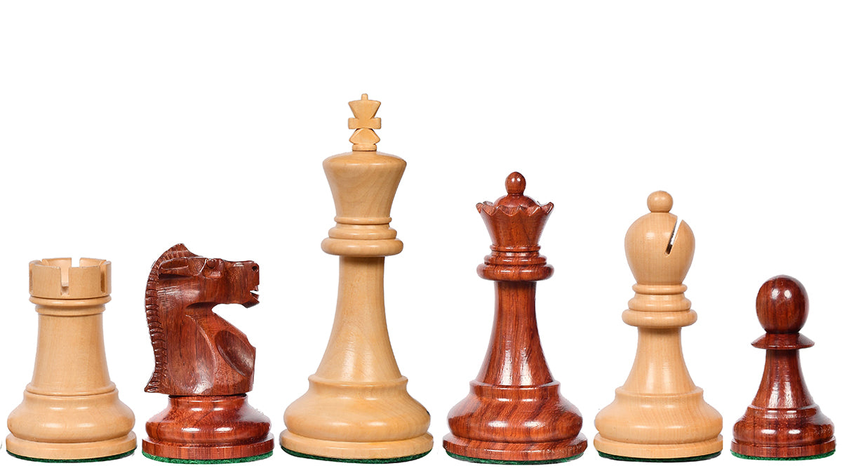 1972 Reproduced Fischer-Spassky Staunton Pattern Chess Pieces V2.0 in Bud Rosewood & Boxwood - 3.75" King