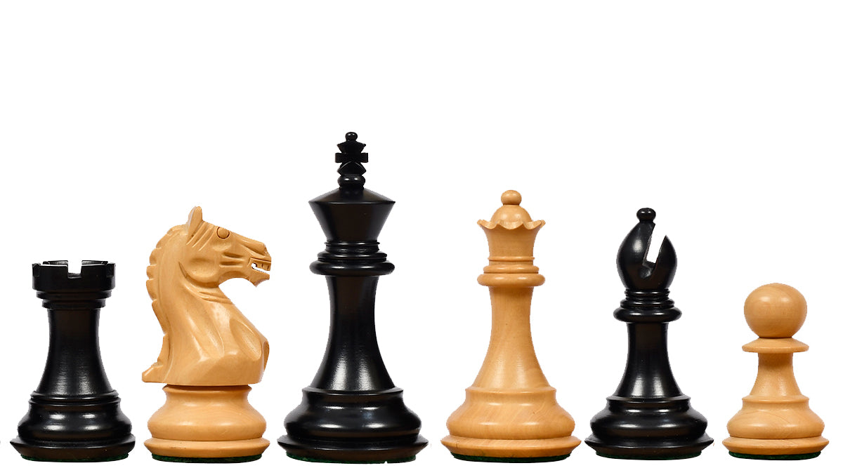The Fierce Knight Staunton Wooden Chess Pieces in Indian Ebonized Wood & Box Wood - 3.5" King