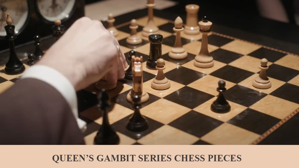 1950s' Soviet Russian (The Queen's Gambit Netflix Series) Latvian Chess Pieces in Ebonized Boxwood & Natural Boxwood - 4.1" King