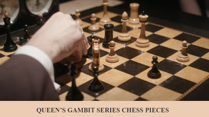 1950s' Soviet (Russian) Latvian (Queen's Gambit Series) Chess Pieces in Ebonized Boxwood & Natural Boxwood - 4.1" King