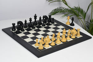 The Excalibur Luxury Artisan Series Chess Pieces in Ebony / Box Wood - 4.6" King