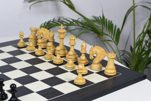The Excalibur Luxury Artisan Series Chess Pieces in Ebony / Box Wood - 4.6" King
