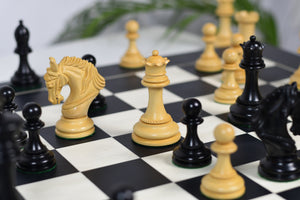 The Excalibur Luxury Artisan Series Chess Pieces in Ebony / Box Wood - 4.6" King