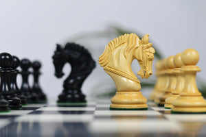 The Excalibur Luxury Artisan Series Chess Pieces in Ebony / Box Wood - 4.6" King
