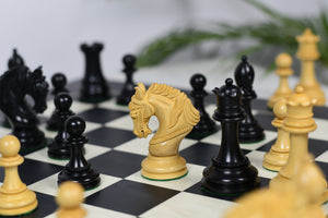 The Excalibur Luxury Artisan Series Chess Pieces in Ebony / Box Wood - 4.6" King