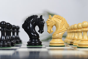 The Excalibur Luxury Artisan Series Chess Pieces in Ebony / Box Wood - 4.6" King