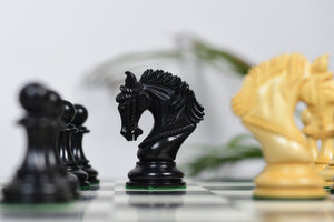 The Excalibur Luxury Artisan Series Chess Pieces in Ebony / Box Wood - 4.6" King
