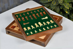 12-Inch Travel Drawer Storage Magnetic Chess Set in Matte Finish - Padauk Wood w/ Extra Queens