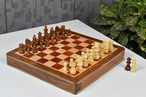 12-Inch Travel Drawer Storage Magnetic Chess Set in Matte Finish - Padauk Wood w/ Extra Queens