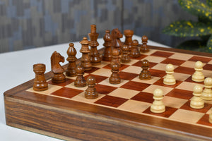 12-Inch Travel Drawer Storage Magnetic Chess Set in Matte Finish - Padauk Wood w/ Extra Queens