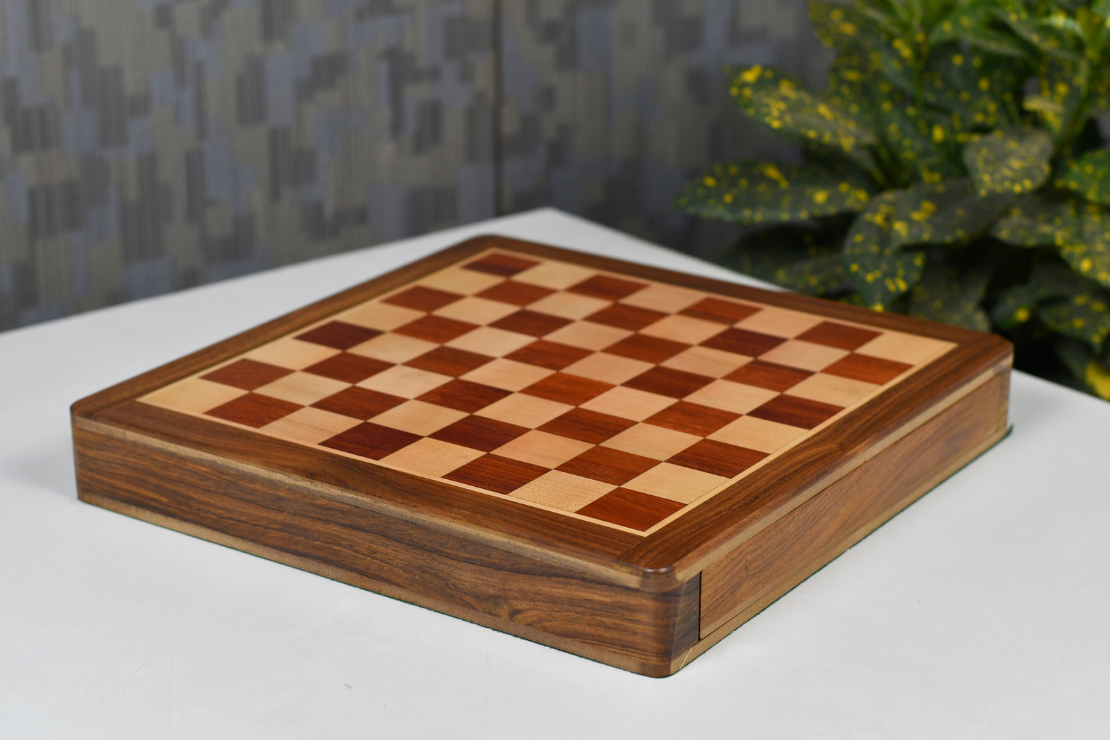 12-Inch Travel Drawer Storage Magnetic Chess Set in Matte Finish - Padauk Wood w/ Extra Queens