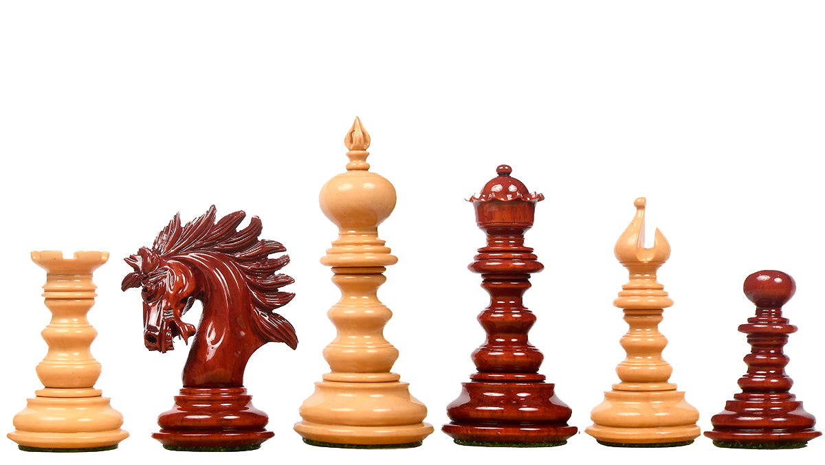 The St. Petersburg Luxury Artisan Series Chess Pieces in Bud Rosewood / Boxwood (Lacquer Finished ) - 4.3" King.
