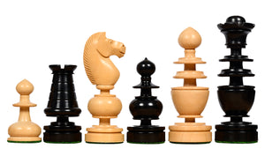 Reproduced Antique Series Regency Chess Pieces in Ebony and Box Wood - 4.3" King
