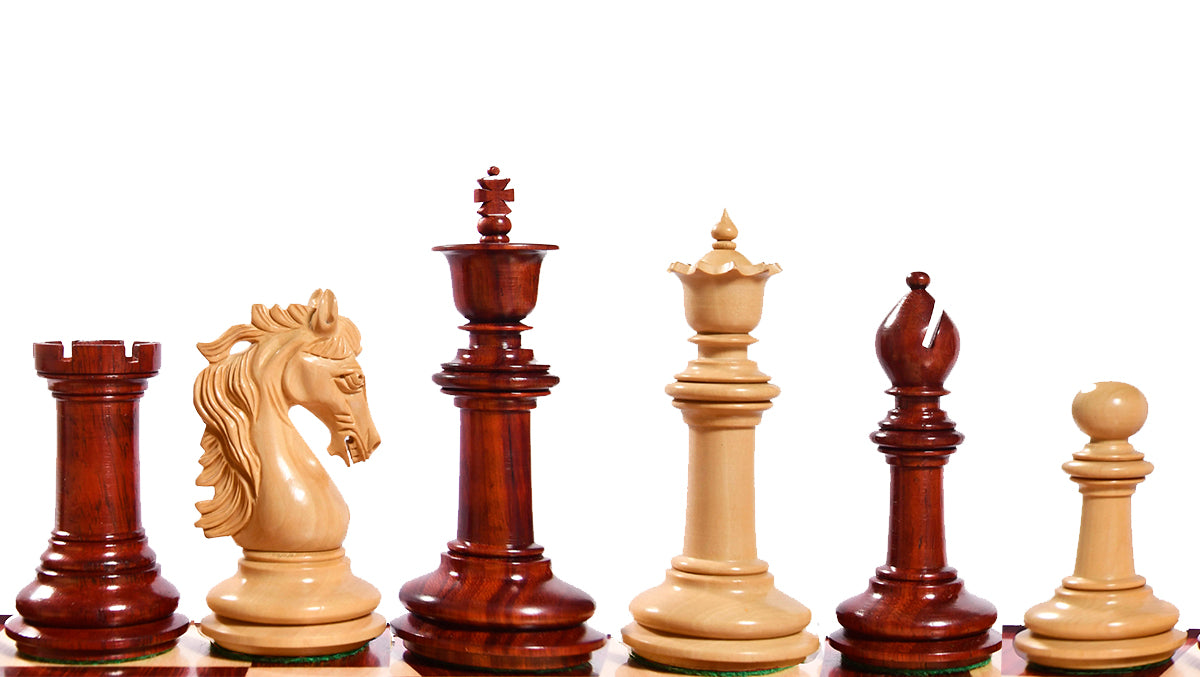 French Warrior Luxury Wooden Chess Pieces in Bud Rosewood & Boxwood - 4.4" King