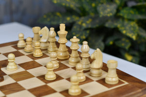 Drawer Storage 12-Inch Travel Magnetic Chess Set in Matte Finish - Sheesham Wood w/ Extra Queens