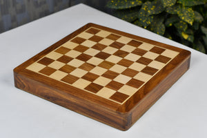 Drawer Storage 12-Inch Travel Magnetic Chess Set in Matte Finish - Sheesham Wood w/ Extra Queens