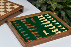 Drawer Storage 12-Inch Travel Magnetic Chess Set in Matte Finish - Sheesham Wood w/ Extra Queens