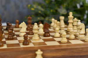 Drawer Storage 12-Inch Travel Magnetic Chess Set in Matte Finish - Sheesham Wood w/ Extra Queens