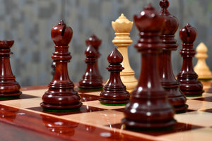 The Sher-E-Punjab Series Chess Pieces in Bud Rosewood / Boxwood - 4.6" King