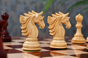 The Sher-E-Punjab Series Chess Pieces in Bud Rosewood / Boxwood - 4.6" King