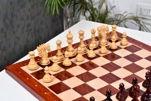 The Sher-E-Punjab Series Chess Pieces in Bud Rosewood / Boxwood - 4.6" King