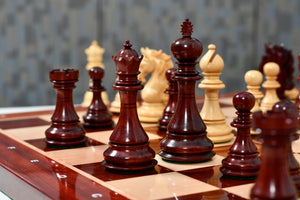 The Shera Series Staunton Triple Weighted Chess Pieces V2.0 in Bud Rosewood / Boxwood - 4.5" King