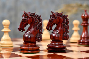 The Shera Series Staunton Triple Weighted Chess Pieces V2.0 in Bud Rosewood / Boxwood - 4.5" King