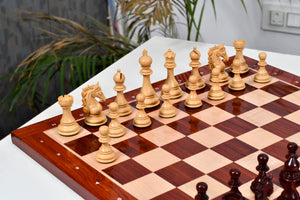 The Shera Series Staunton Triple Weighted Chess Pieces V2.0 in Bud Rosewood / Boxwood - 4.5" King